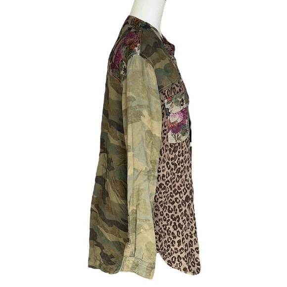 Anthropologie Pilcro Camo Leopard Floral Print Relaxed Button Down Shirt - XS - Picture 8 of 15